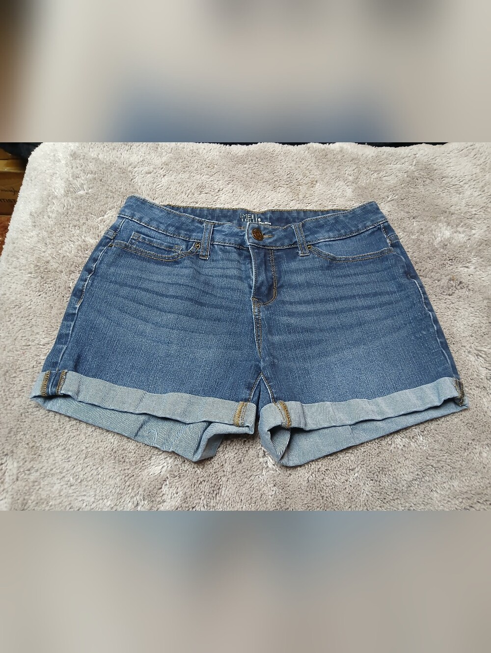 Time And Tru Denim Cuffed Women's Shorts - Blue